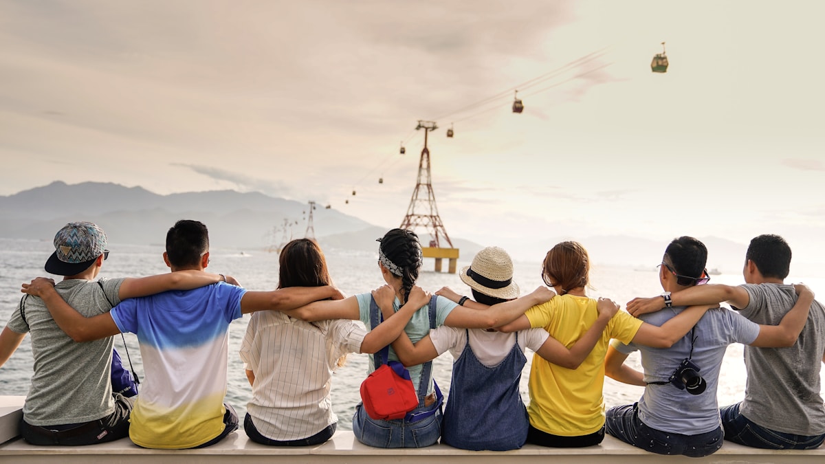 Friends in a group outdoors