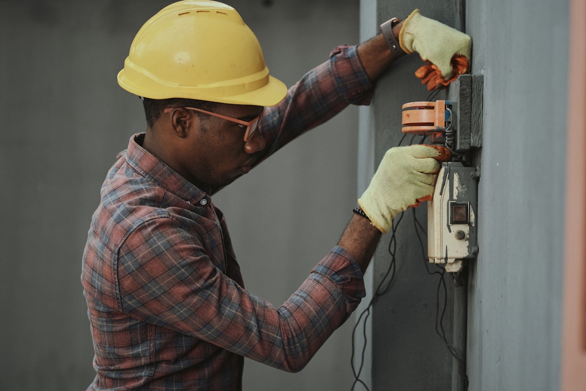 Local service professional working at a customer site